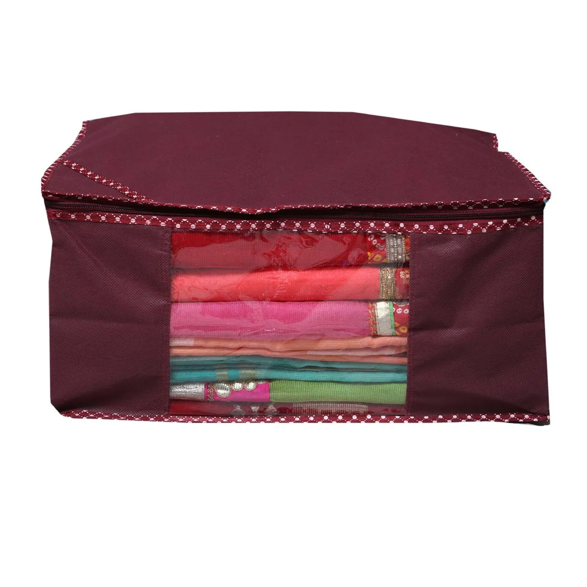 Kuber Industries 2 Piece Non Woven Saree Cover Set, Maroon