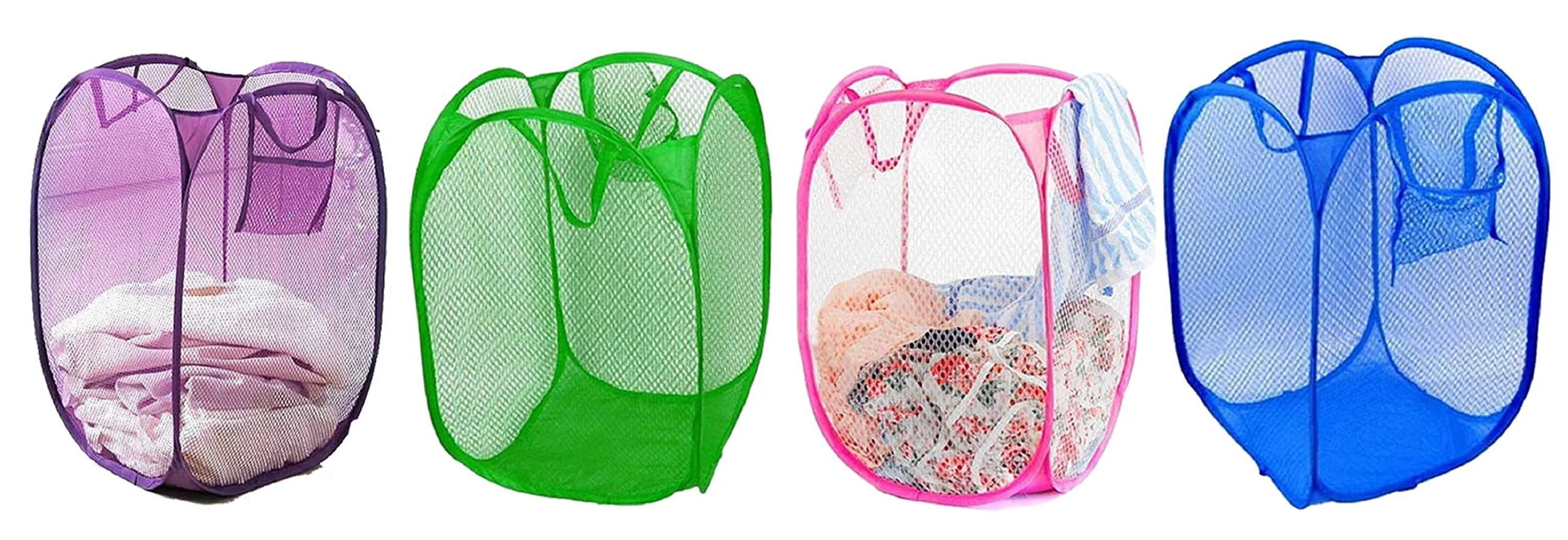 Kuber Industries Nylon 4 Piece Mesh Laundry Basket,20Ltr (Multi)-CTKTC21530, Standard