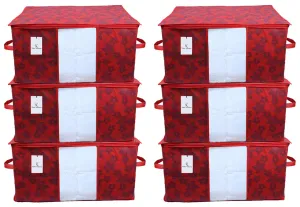 Kuber Industries Underbed Storage Bag, Storage Organiser, Blanket Cover Set of 6 - Maroon, CTKUBM30