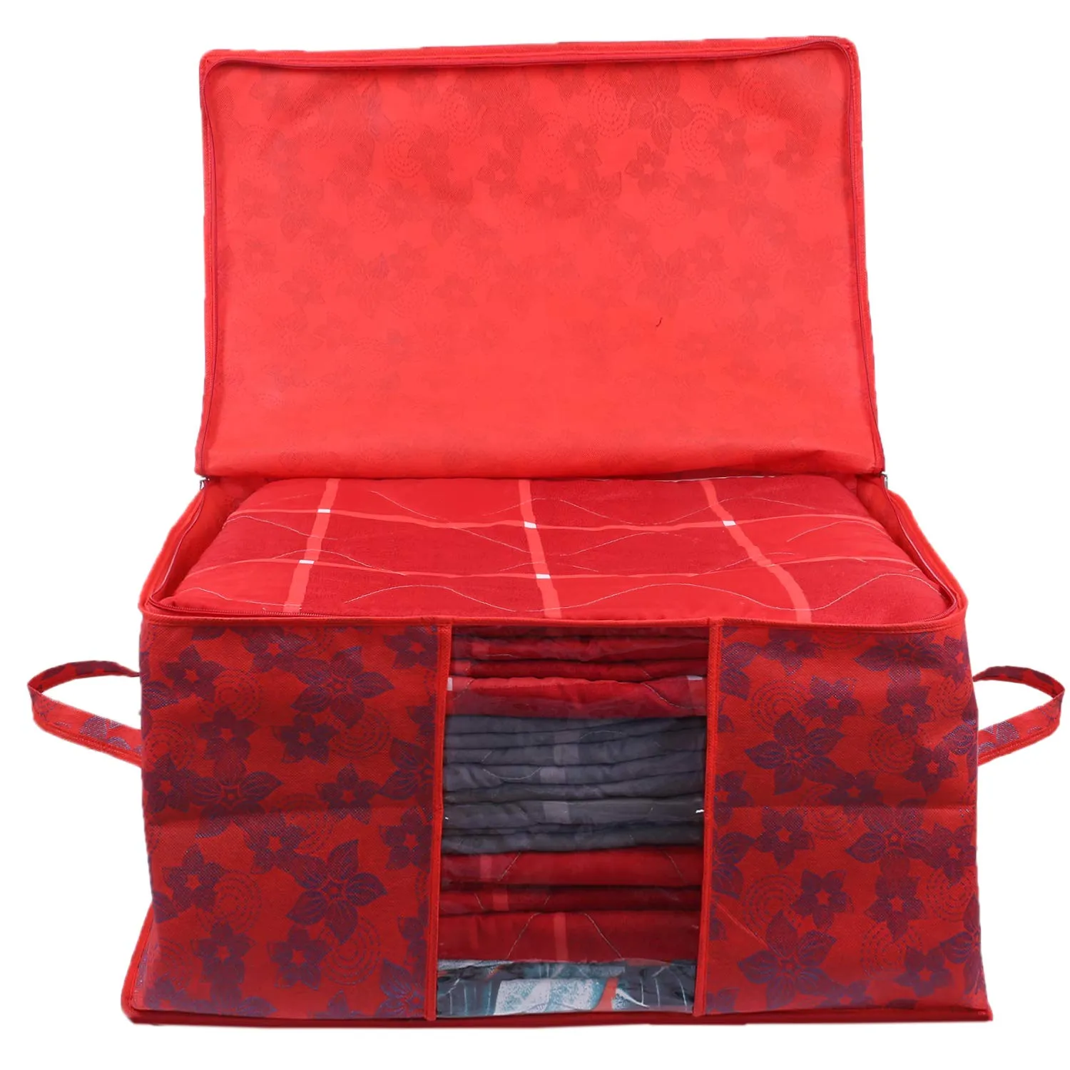 Kuber Industries Underbed Storage Bag, Storage Organiser, Blanket Cover Set of 6 - Maroon, CTKUBM30