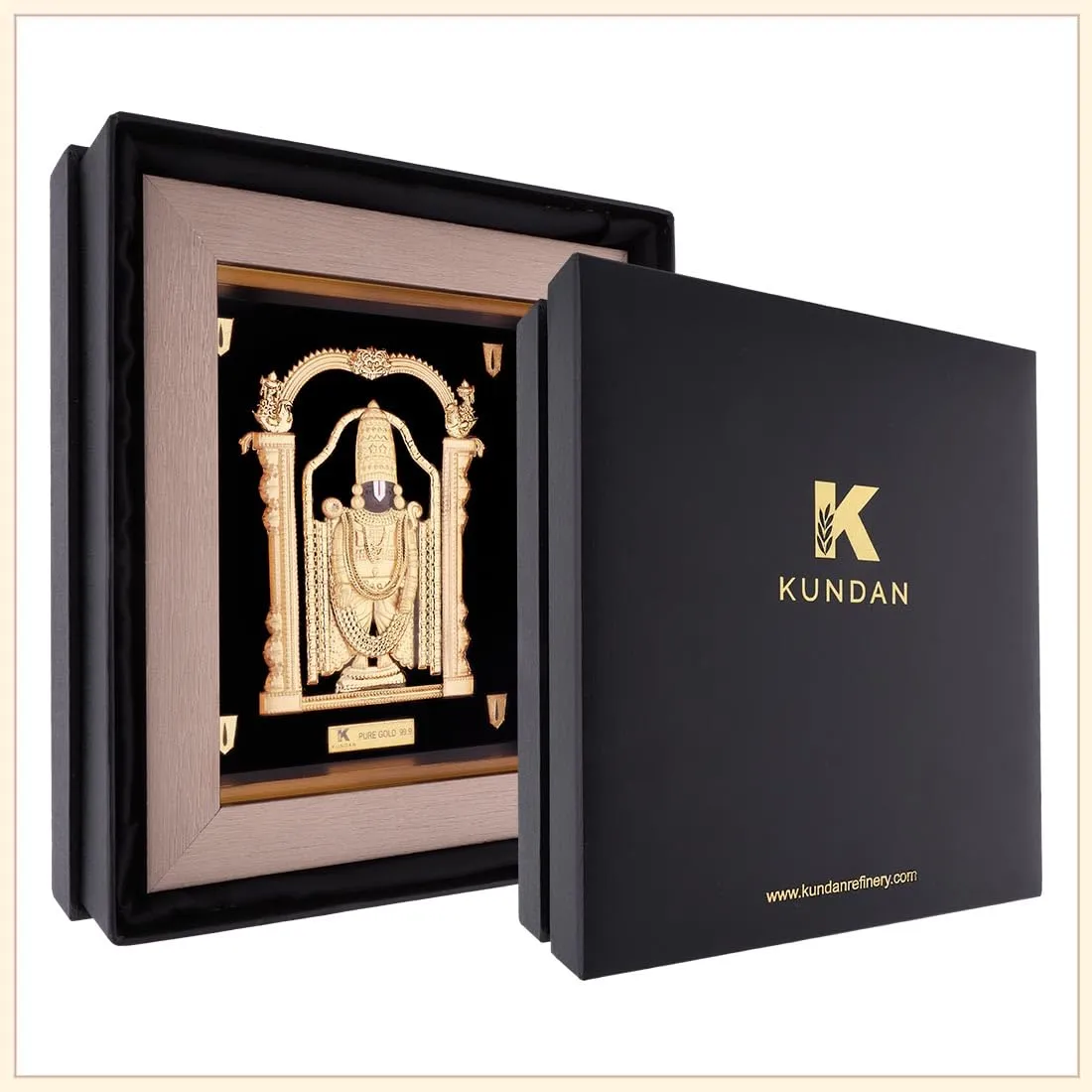 KUNDAN 24k Gold Foiled Handmade Frame Tirupati Balaji 16 * 18.5cm