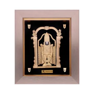 KUNDAN 24k Gold Foiled Handmade Frame Tirupati Balaji 16 * 18.5cm