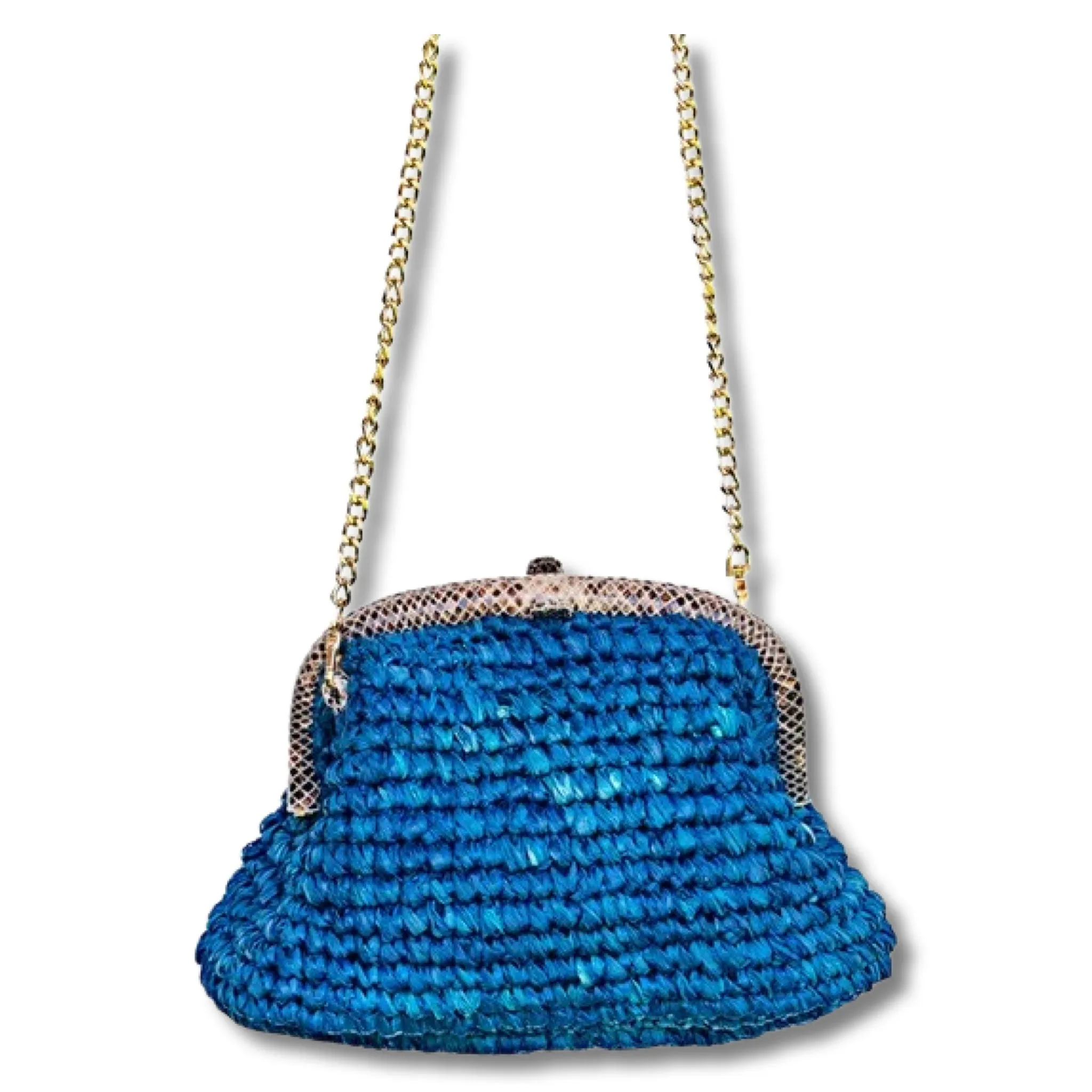 LADY RAFFIA SNAP BAG | BLUE