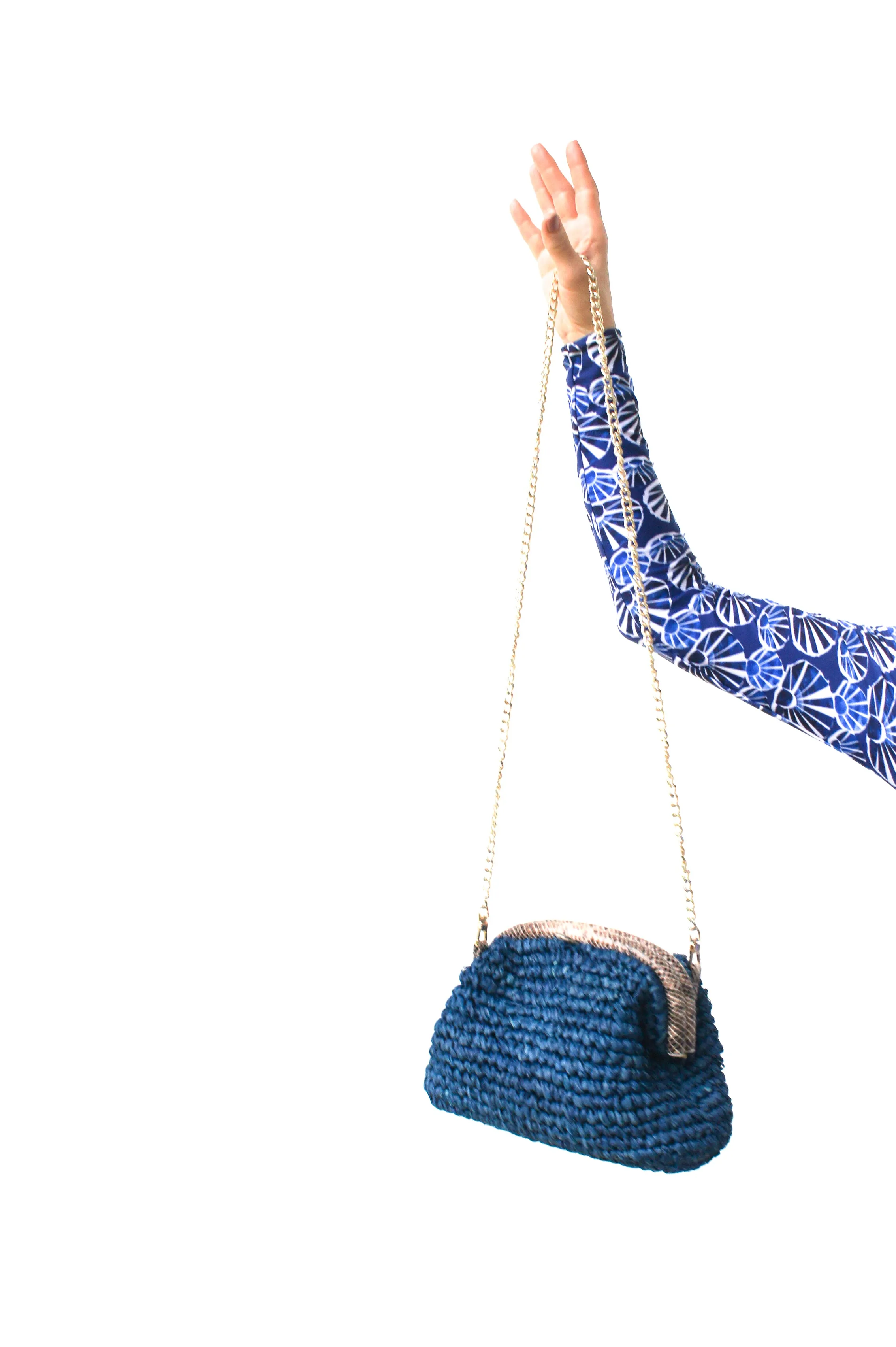 LADY RAFFIA SNAP BAG | BLUE