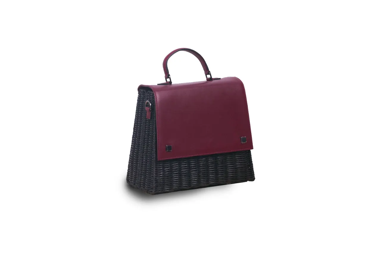 Laila Wicker Hand Bag (Burgundy)