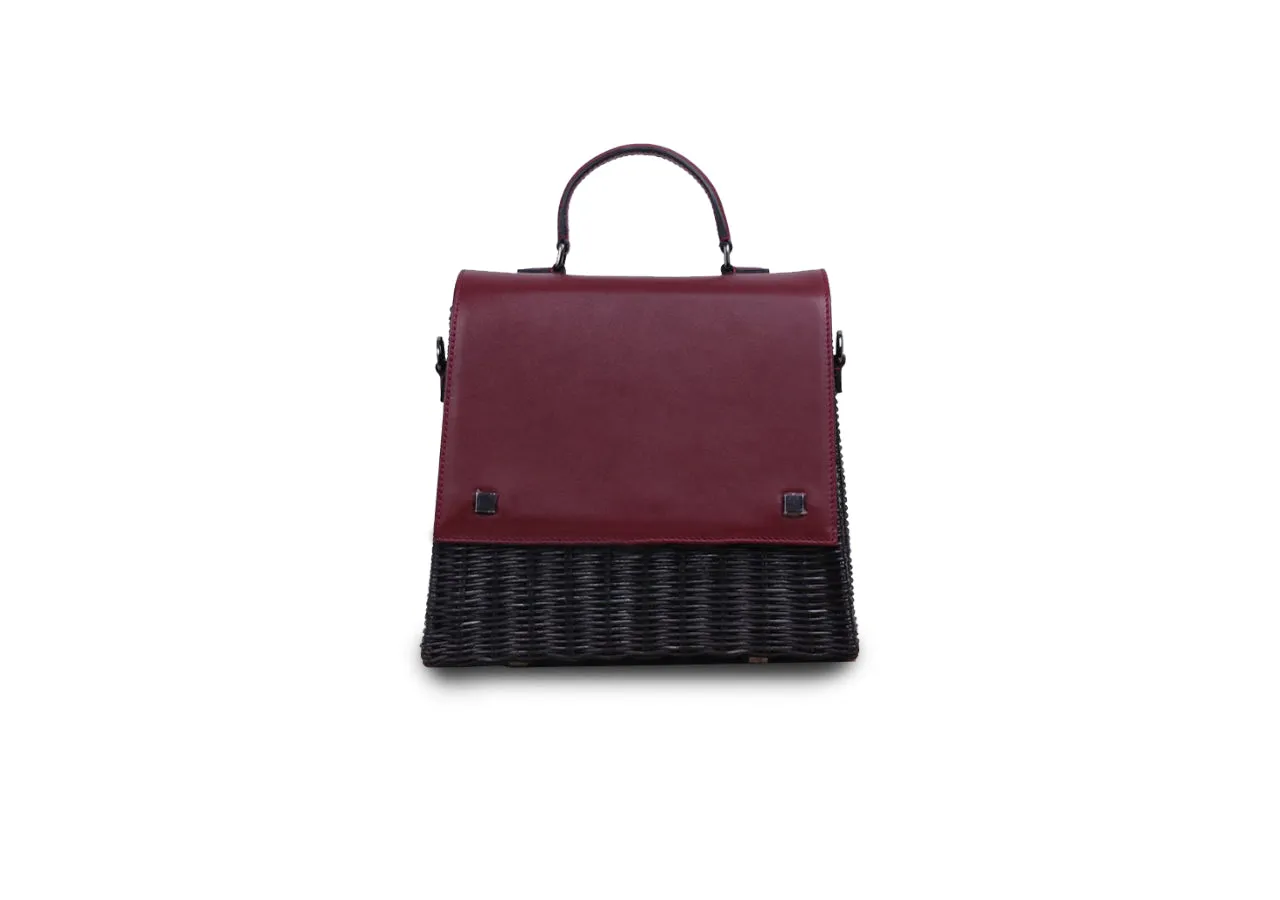 Laila Wicker Hand Bag (Burgundy)