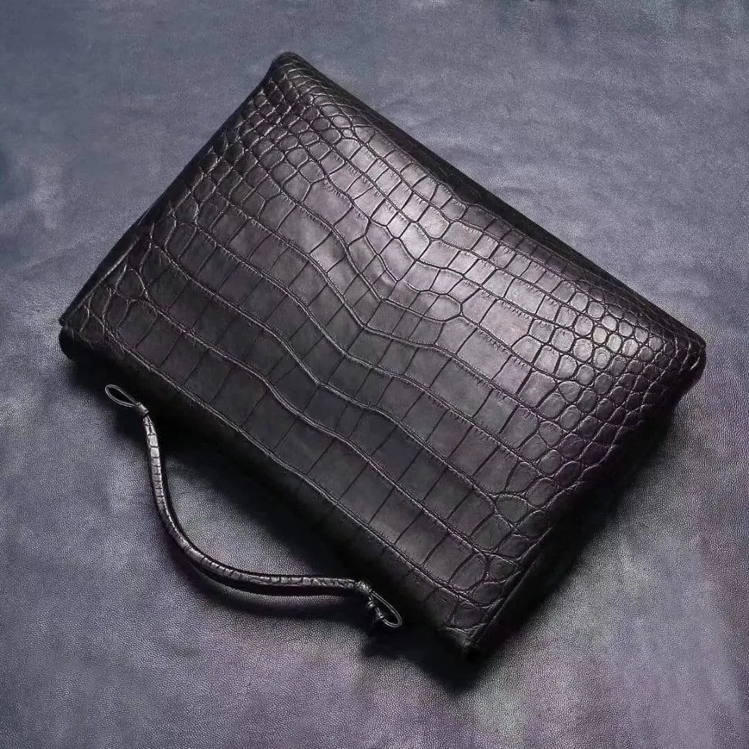 Large Genuine Crocodile Leather Briefcase