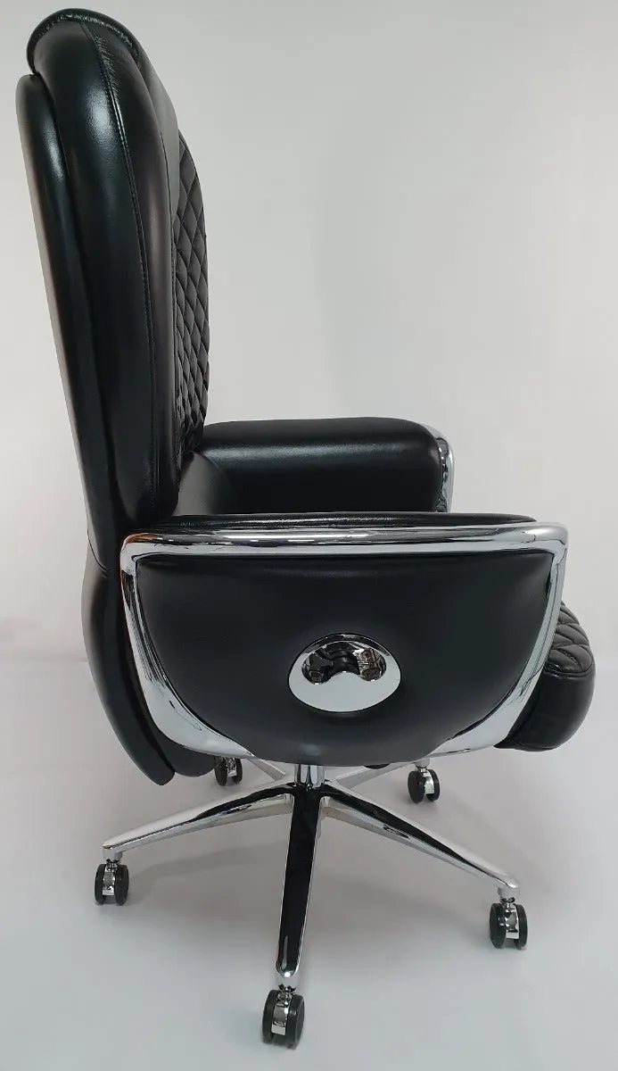 Large Genuine Hide Black Leather Executive Office Chair - JD1408A