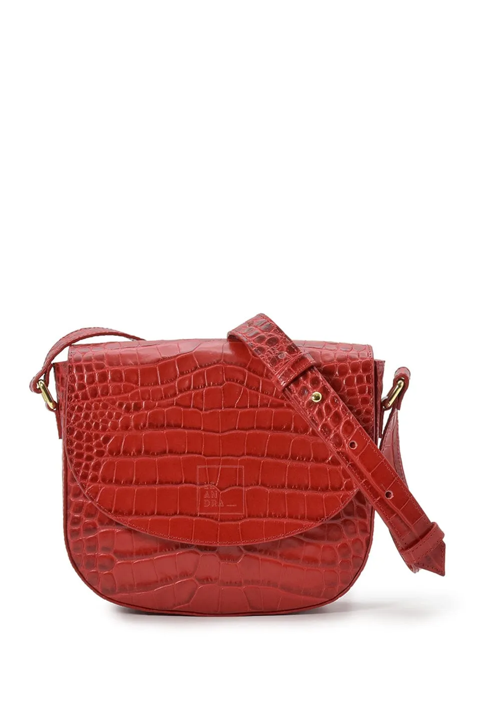 Leandra Red Coconut Embossed Leather Flap Crossbody Bag