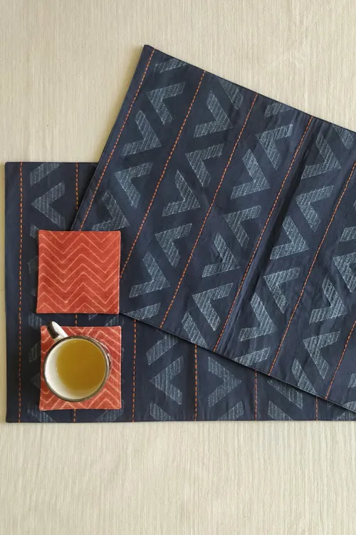 Leera Grey Chevron Shibori Placemat  (Set of 2)