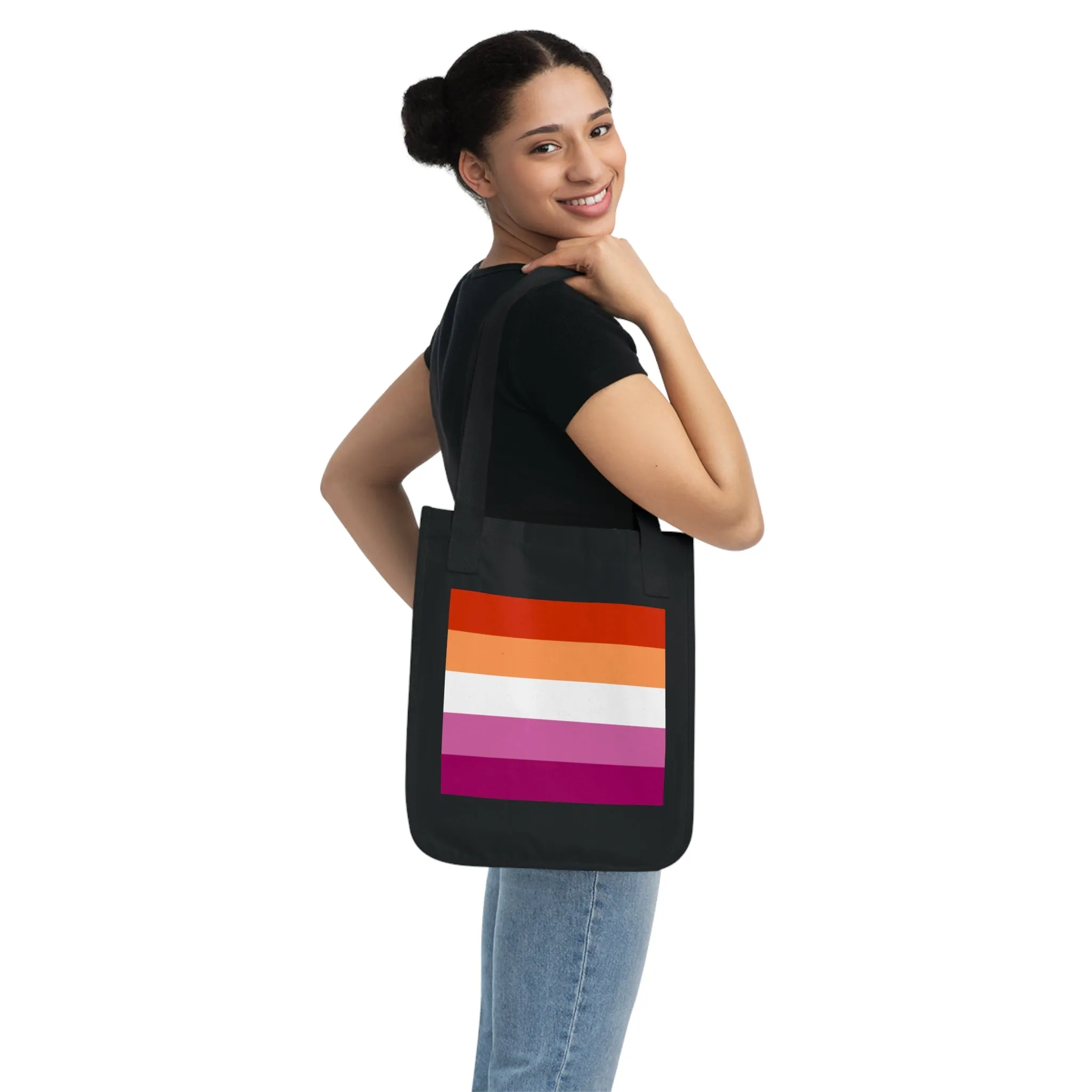 Lesbian Pride Eco-Friendly Stripe Design Canvas Tote Bag - Perfect for Shopping & Everyday Use