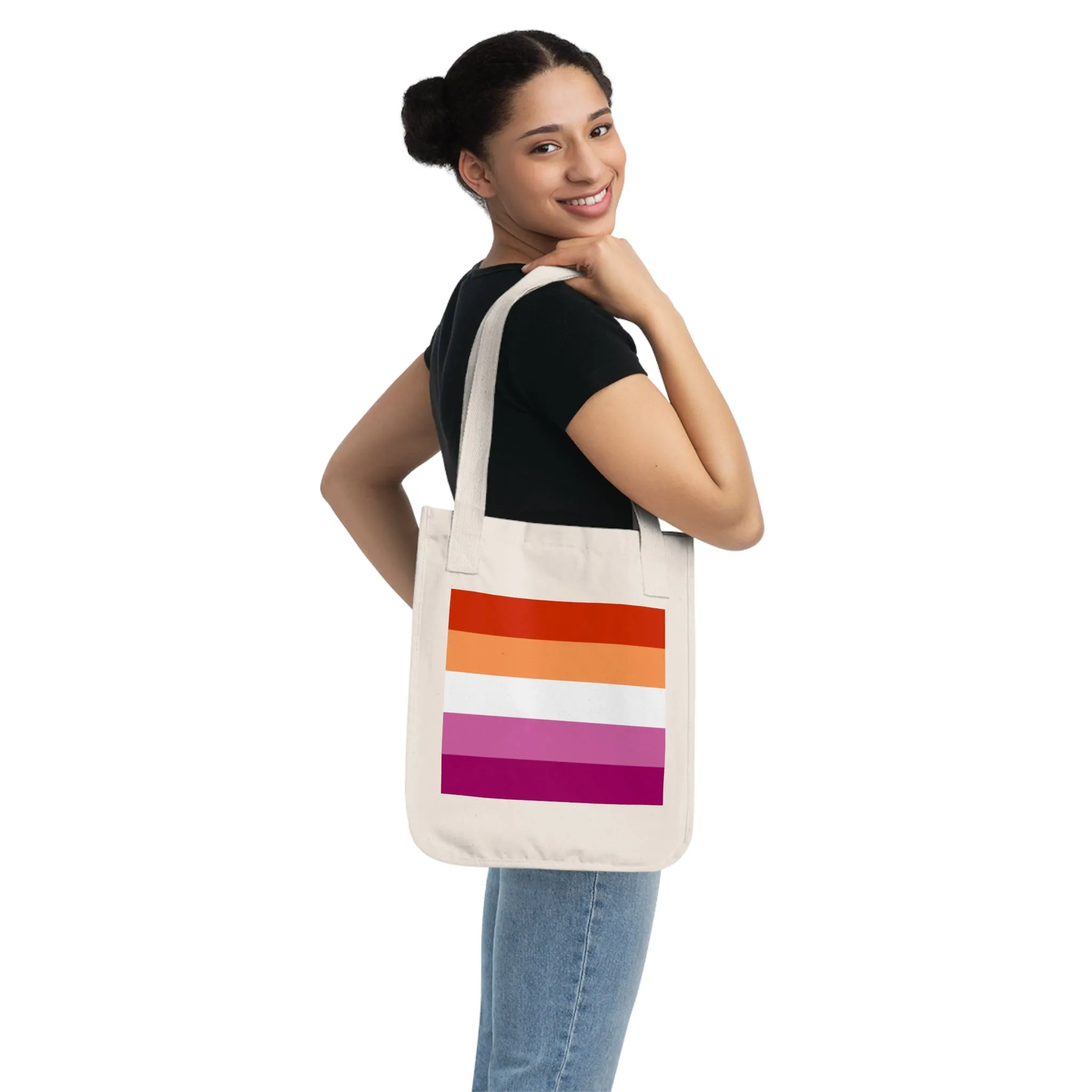 Lesbian Pride Eco-Friendly Stripe Design Canvas Tote Bag - Perfect for Shopping & Everyday Use