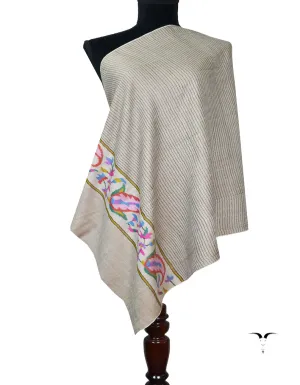 Light Grey Striped kani Pashmina Stole 7794