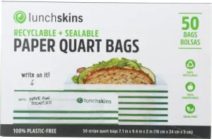 Lunchskins - Paper XL Sandwich Bag Stripe 50 Pc - Pack of 12