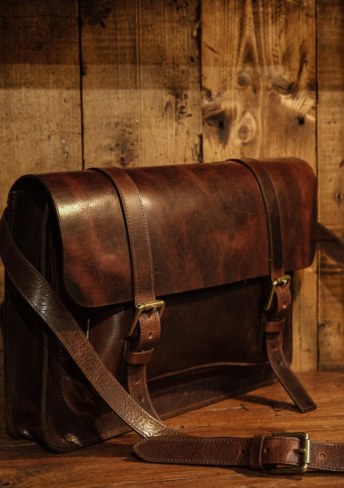 Luxury Saddle Leather Satchel - Dark Brown