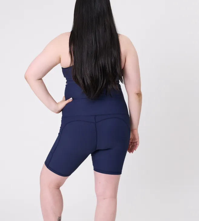 Maternity Bike Shorts - Ryan Ribbed Navy