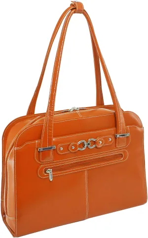 McKlein, W Series, Oak Grove, Top Grain Cowhide Leather, 15" Leather Fly-Through Checkpoint-Friendly Ladies' Laptop Briefcase, Orange (96630)