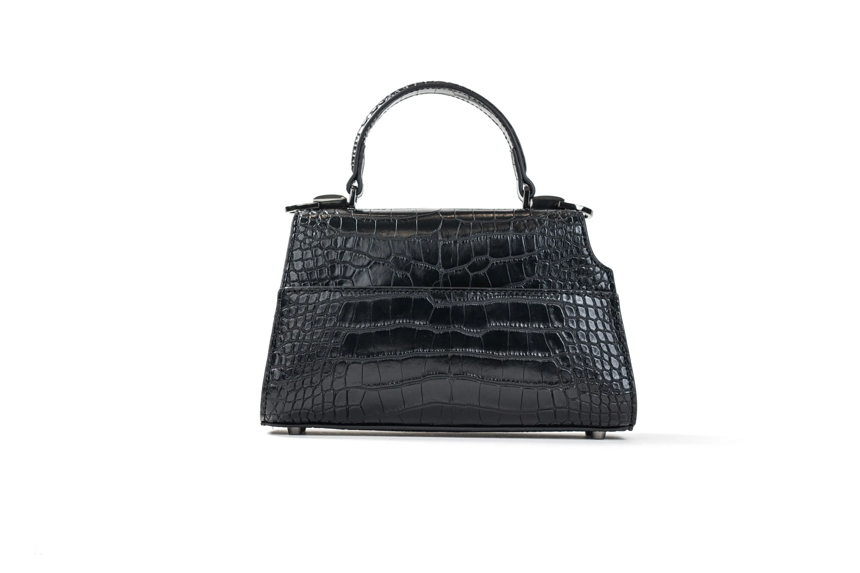 Medium Black Croc Lowercase Flap Bag