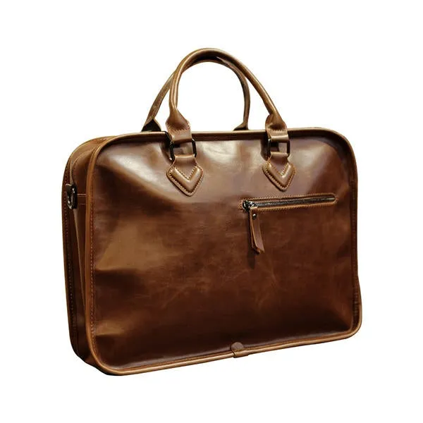 Men Business Cowhide Vintage Laptop Solid Leisure Briefcase