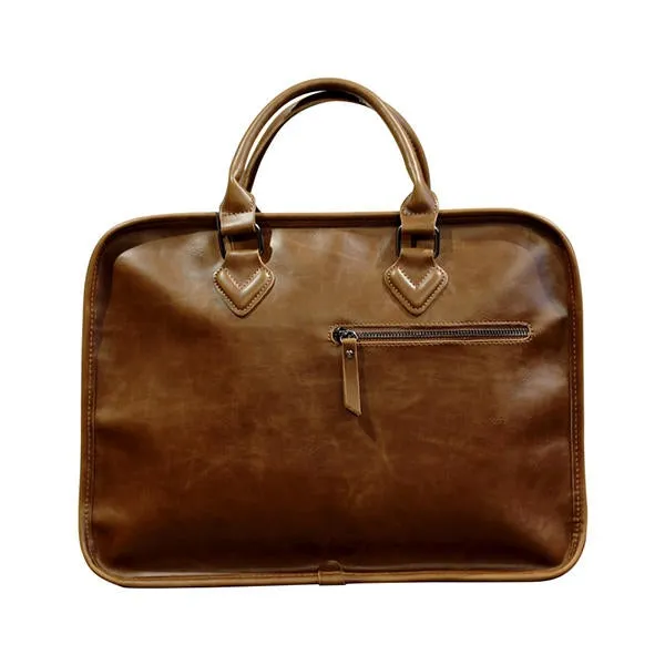 Men Business Cowhide Vintage Laptop Solid Leisure Briefcase