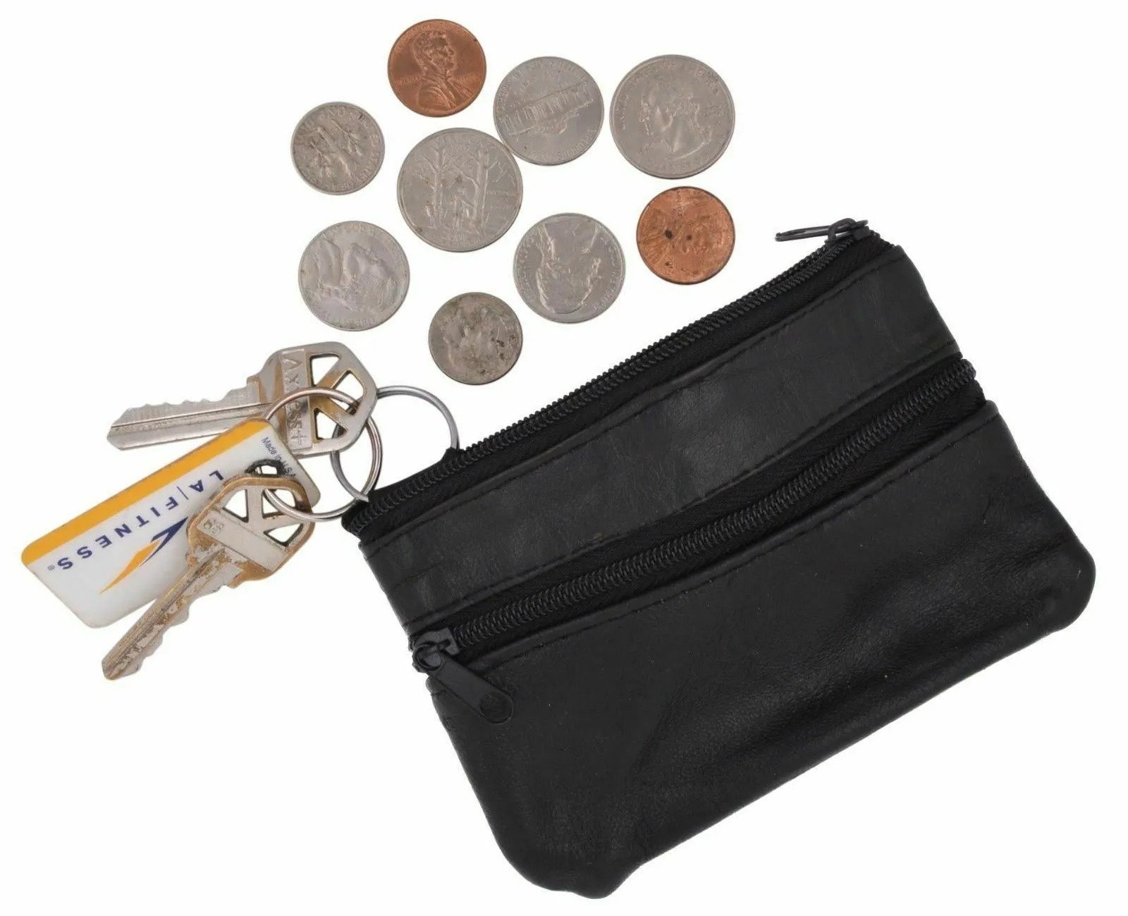 Men, Woman, Genuine Leather Coin Purse Cowhide Change Purse Coin Pouch, Key Ring