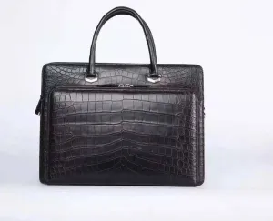 Mens Crocodile Briefcase Shoulder Messenger Bag Black