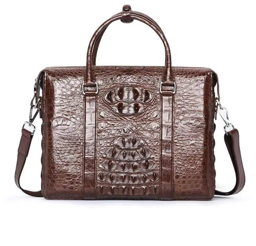 Men's Genuine Crocodile  Skin Leather Business Briefcase Bag