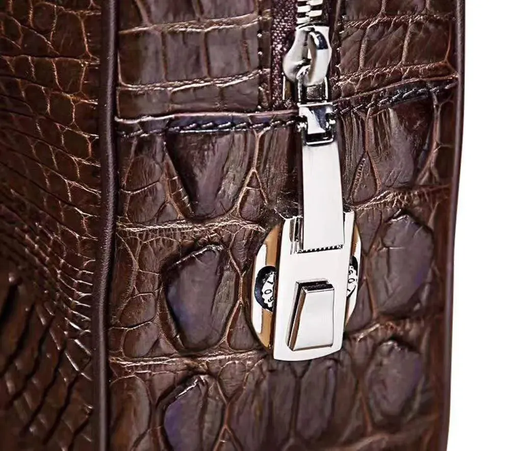 Men's Genuine Crocodile Skin Leather Business Briefcase Bag,Laptop Bags,Business bags With Pass code lock