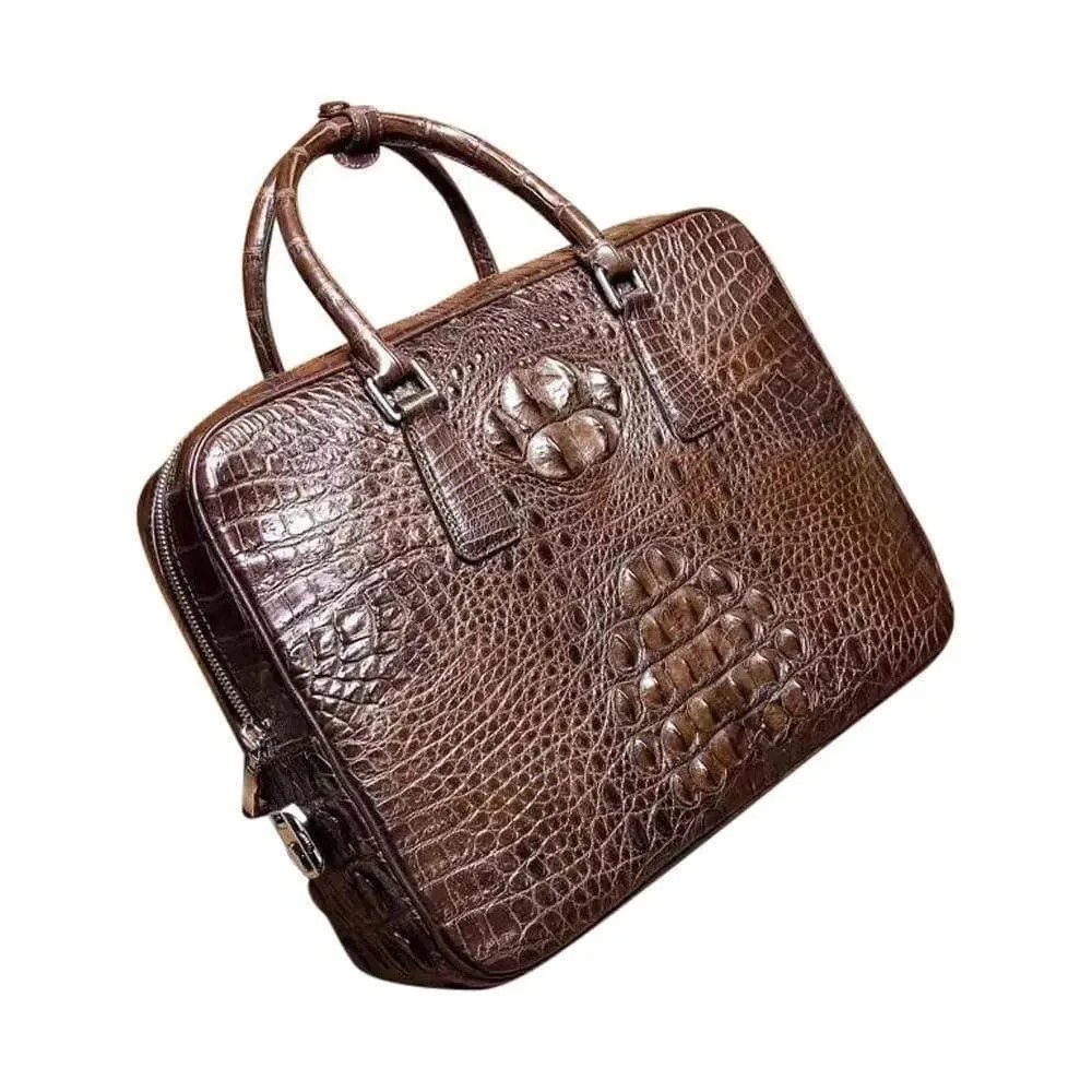 Men's Genuine Crocodile Skin Leather Business Briefcase Bag,Laptop Bags,Business bags With Pass code lock