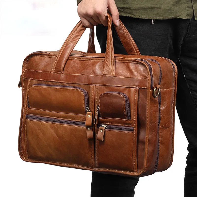 Men's Handmade Leather Business Briefcase B9913