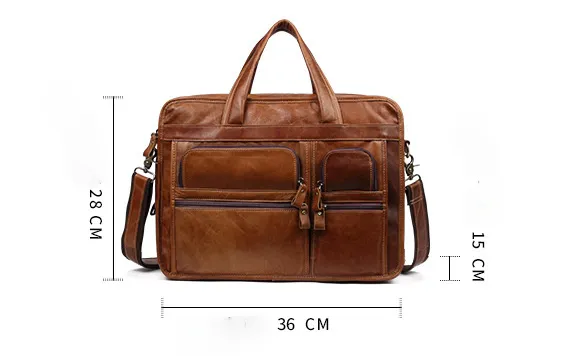 Men's Handmade Leather Business Briefcase B9913