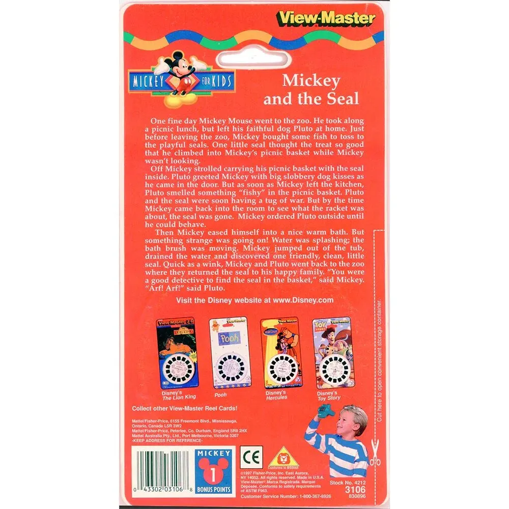 Mickey and the Seal - View-Master 3 Reel Set on Card - (zur Kleinsmiede) - (3106) - NEW