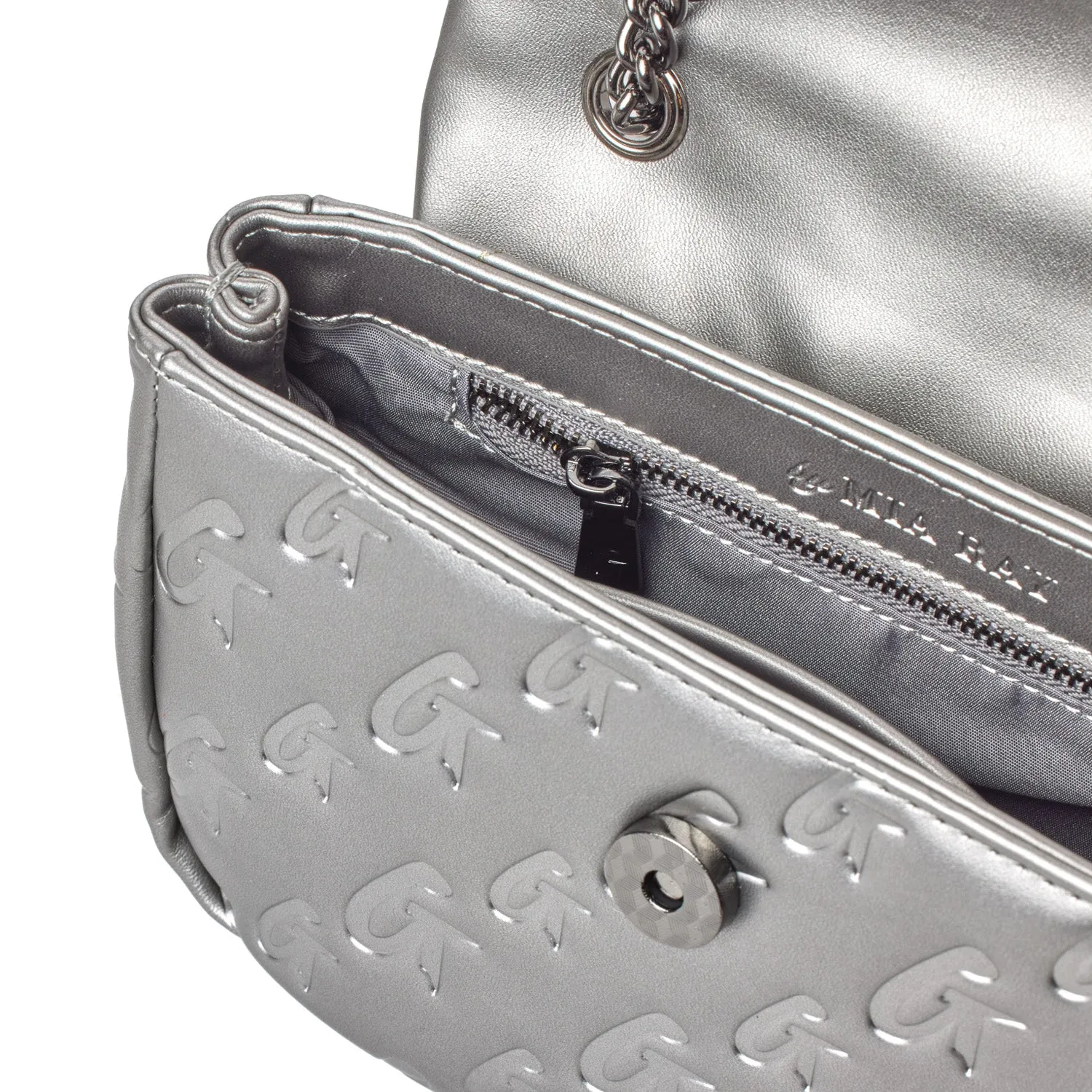 MINI MONOGRAM FLAP BAG - PLATINUM