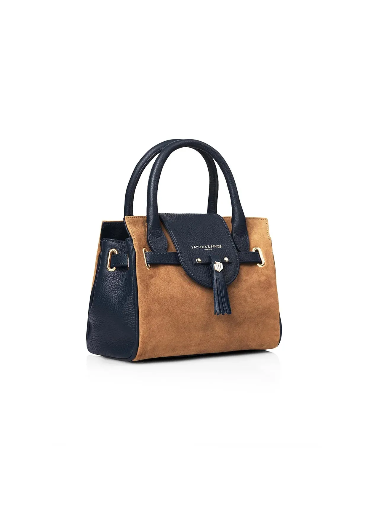 Mini-Windsor Handbag - Tan/Navy Suede