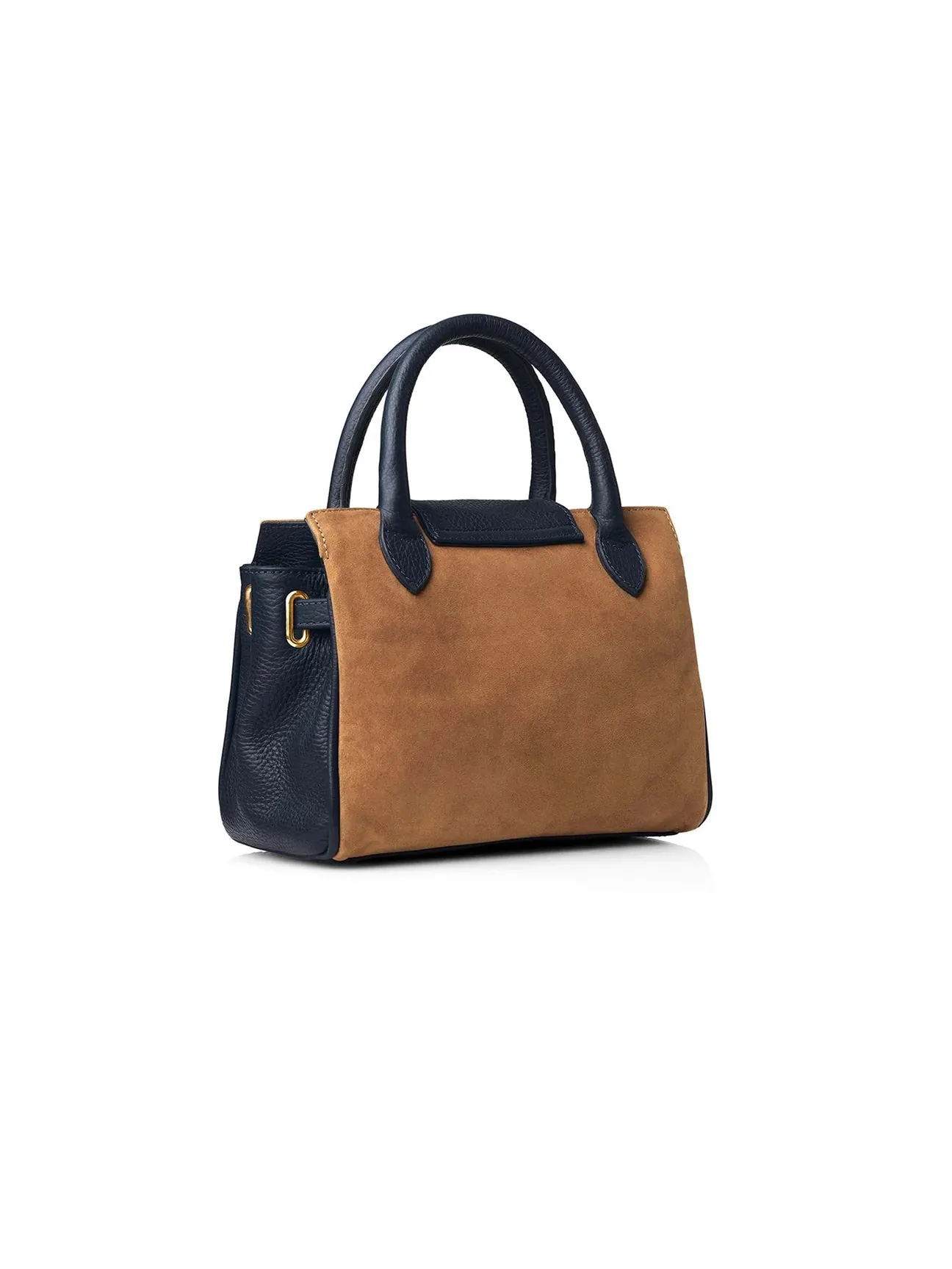 Mini-Windsor Handbag - Tan/Navy Suede