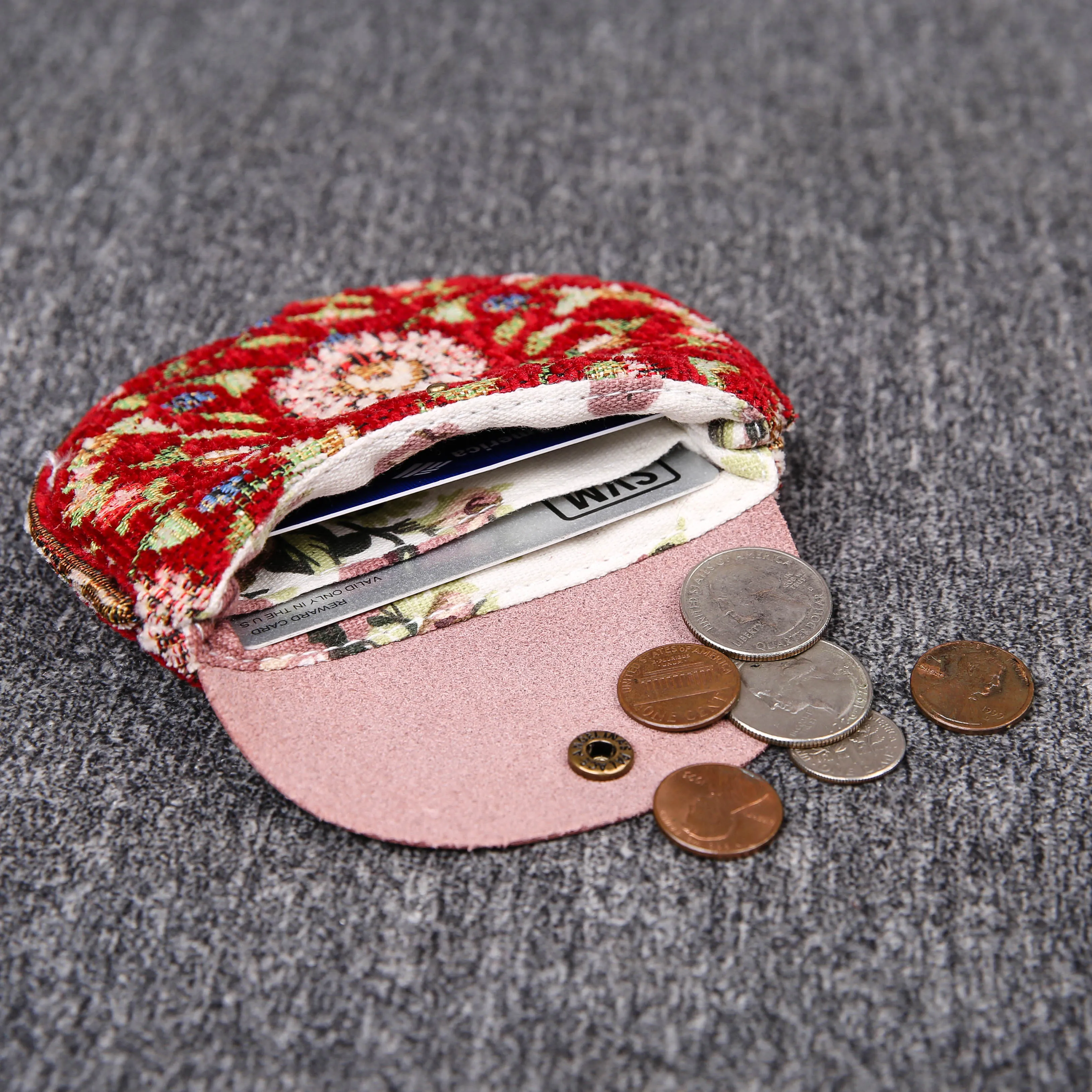 Minimalist Style Leather Carpet Coin Purse<br>Oriental Colors