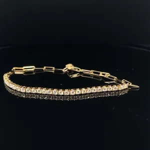 Modern & Slender Adjustable Diamond Bar Tennis Bracelet in 18k Yellow Gold - (#142 BR1247 - #37950YG)