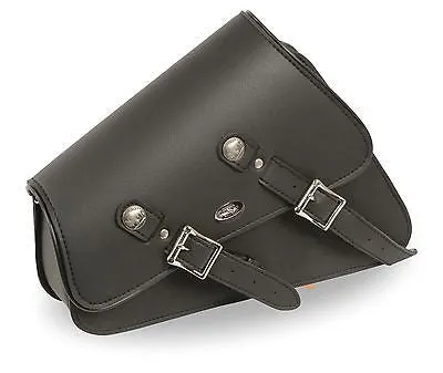 MOTORCYCLE SWING ARM SADDLEBAG PLAIN TWO STRAP WITH BUFFALO NICKEL RIGHT SIDE