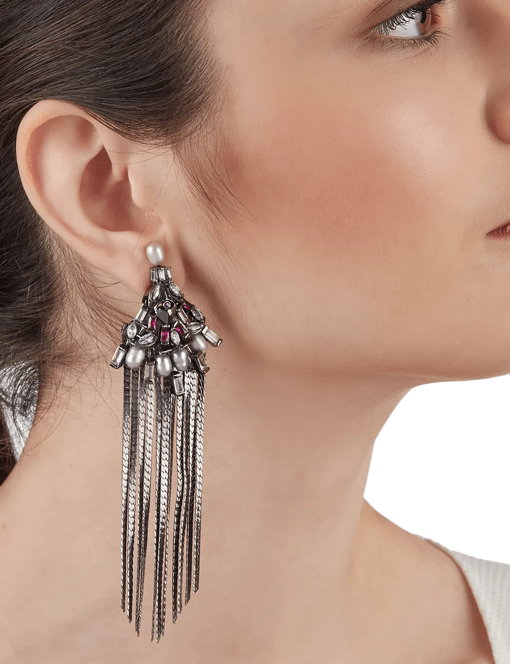 Noir Tassel Statement Earrings