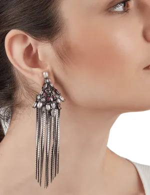 Noir Tassel Statement Earrings