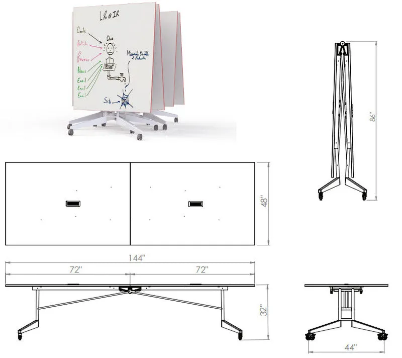 Nomad Folding Conference Table with Mobile Whiteboard