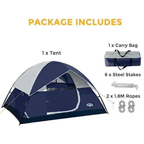 Pacific Pass Camping Tent 4 Person Family Dome Tent