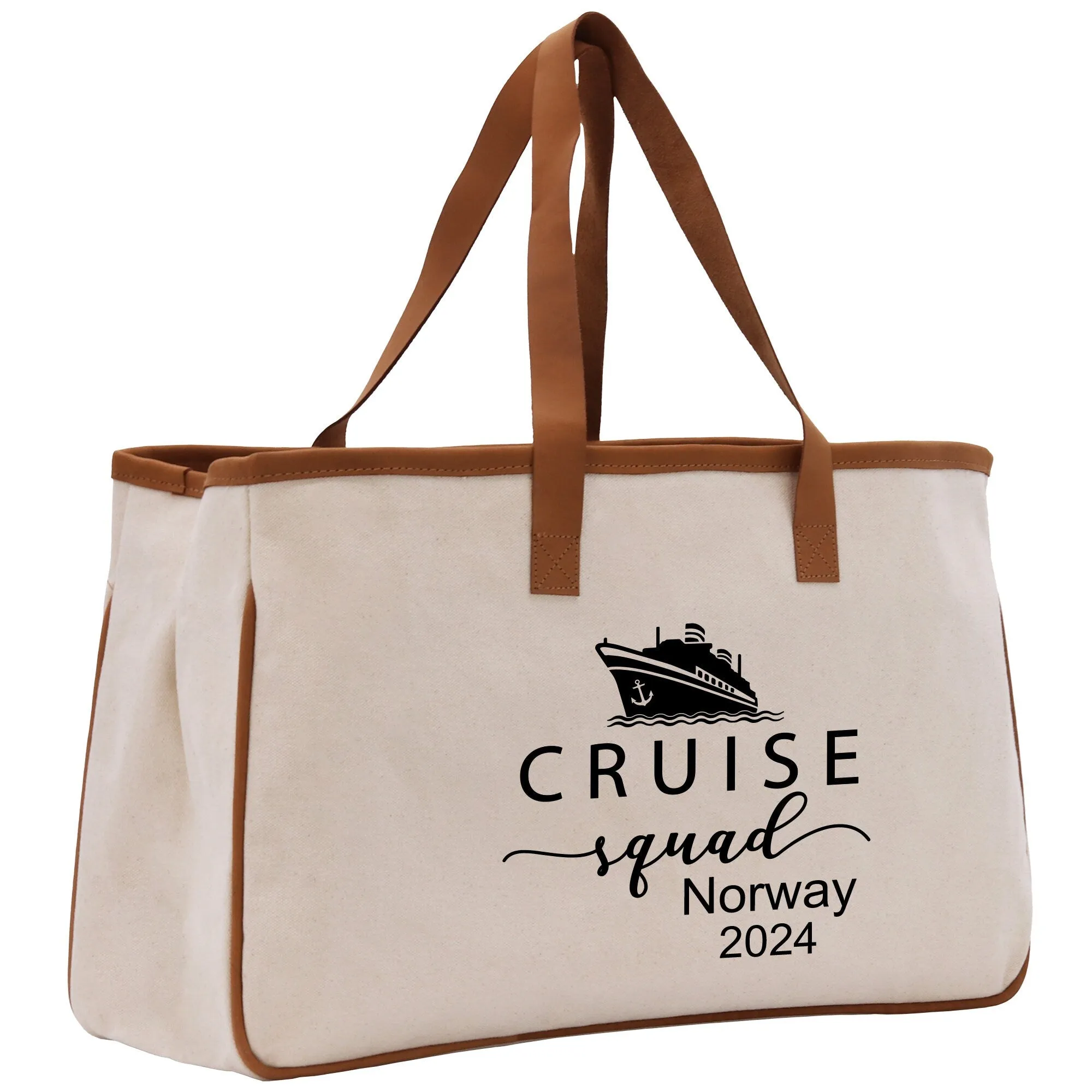 Personalized Family Cruise Cotton Canvas Tote Bag Custom Cruise Vacation Bag Cruise Travel Tote Family Trip Bag (CSTB1001)