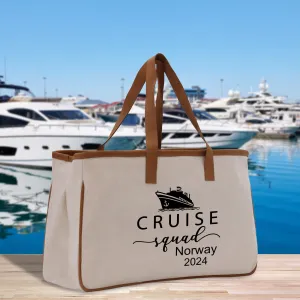 Personalized Family Cruise Cotton Canvas Tote Bag Custom Cruise Vacation Bag Cruise Travel Tote Family Trip Bag (CSTB1001)