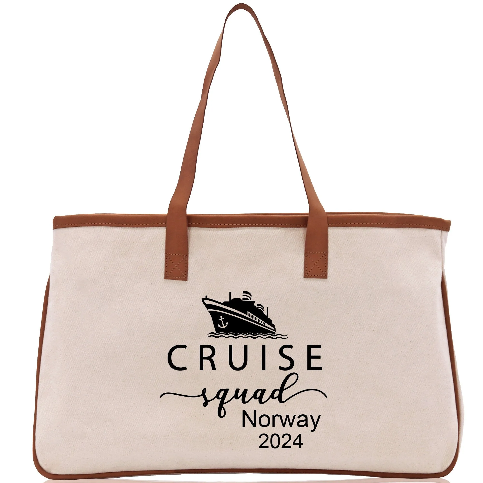 Personalized Family Cruise Cotton Canvas Tote Bag Custom Cruise Vacation Bag Cruise Travel Tote Family Trip Bag (CSTB1001)