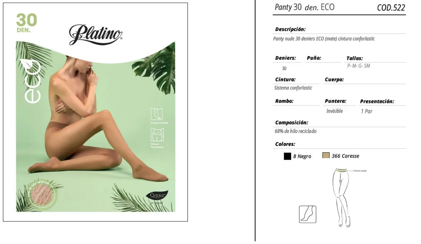 Platino Ultra Sheer Eco 30 Den Pantyhose - Environmentally Friendly