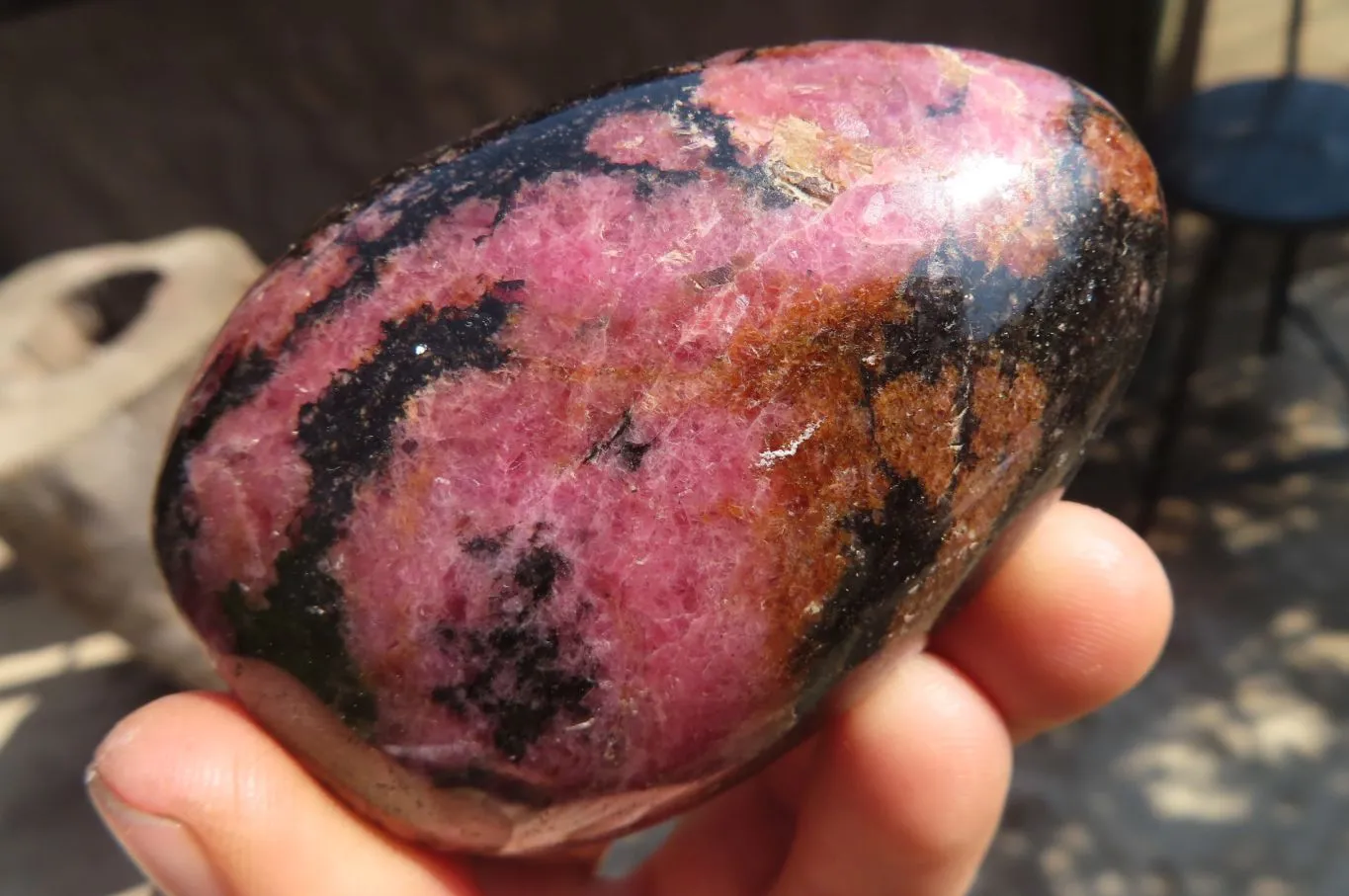 Polished Rhodonite Standing Free Forms x 6 From Ambindavato, Madagascar