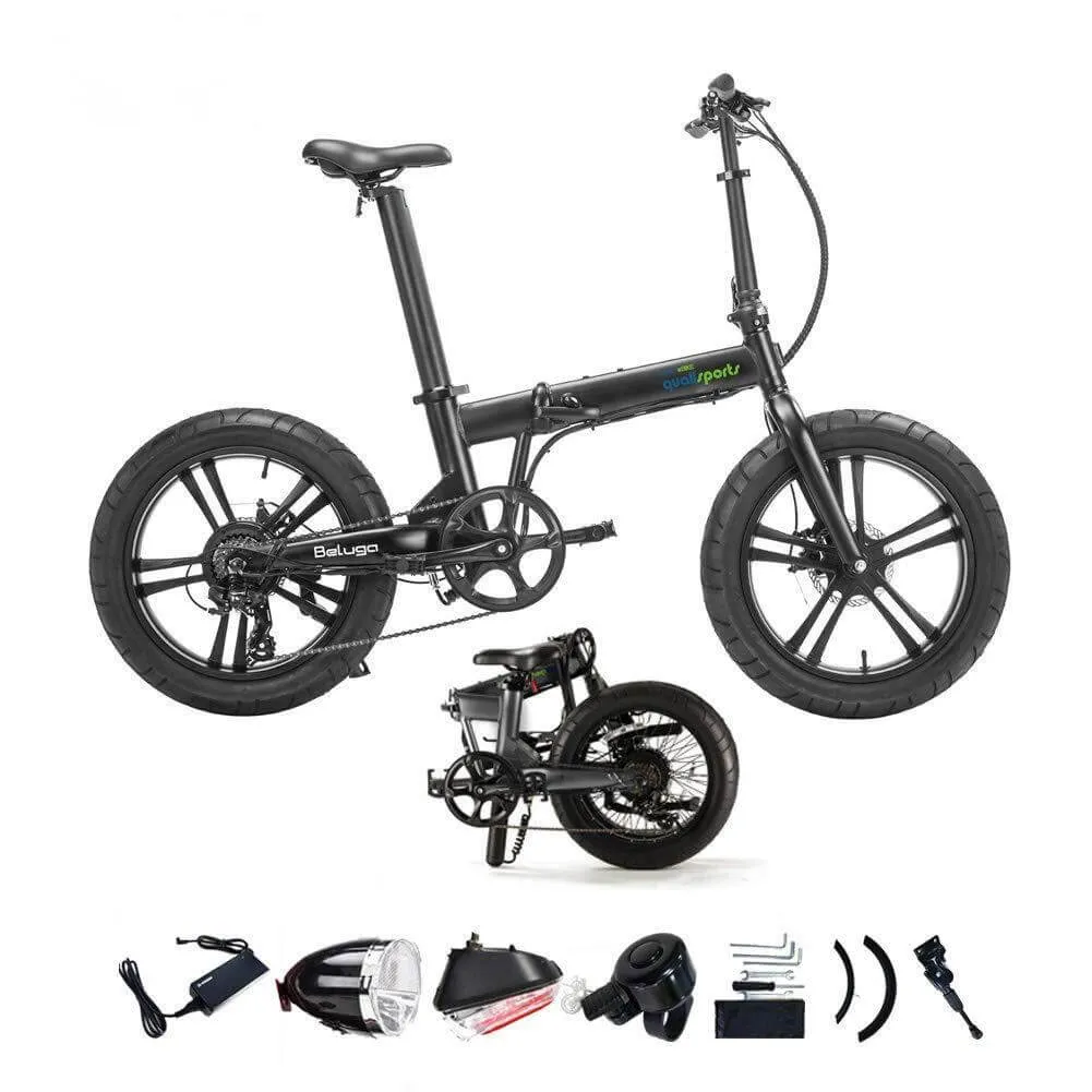 Qualisports Beluga Fat Tire Portable Folding Electric Bike