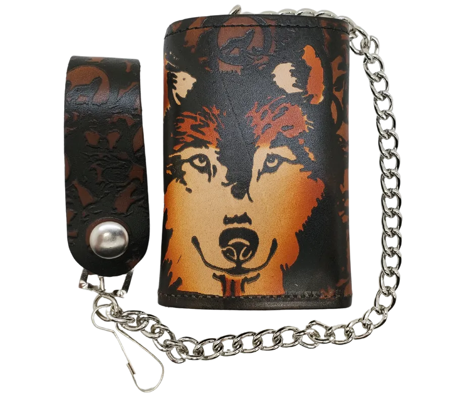 "Wolf" Tri-Fold Chain Wallet