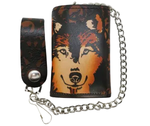 "Wolf" Tri-Fold Chain Wallet